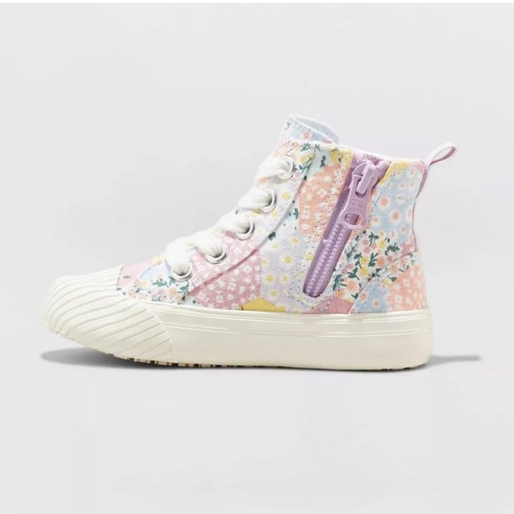 Toddler Girls' Shane Lace-Up Zipper Sneakers Floral - Cat & Jack™ - Picture 2 of 4